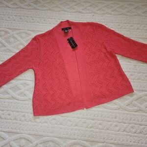 NWT M Women's Coral Openfront Sweater TOPPER